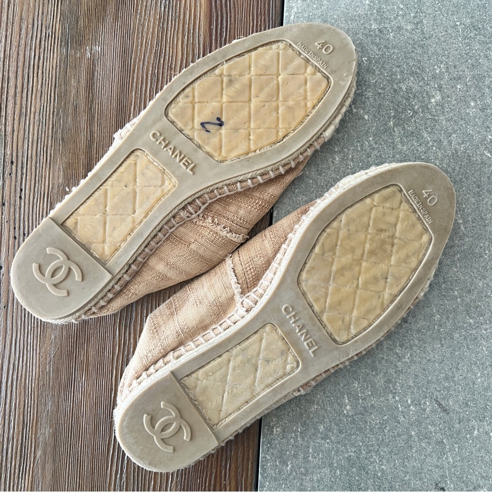 CHANEL Espadrilles Shoes Slip Ons CC Logo Monogram Canvas size 40EU - Picture 6 of 6